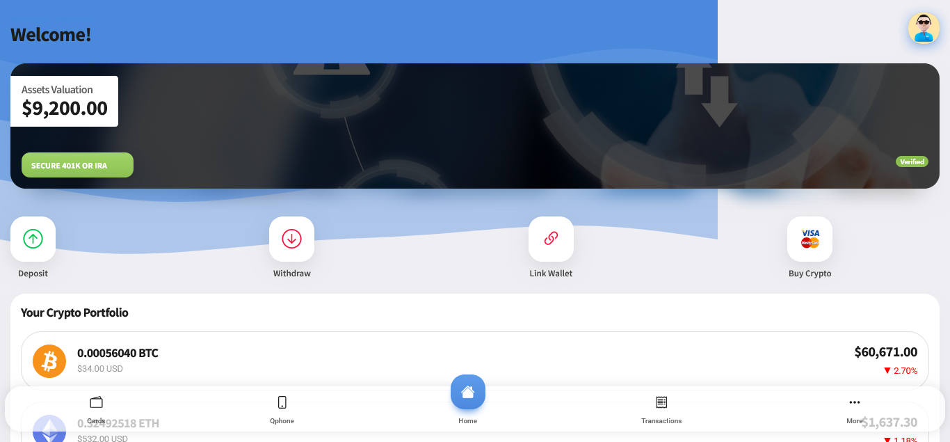 Quantum QFS - PHP Based Crypto Wallet Script with 401K and Virtual Credit Card