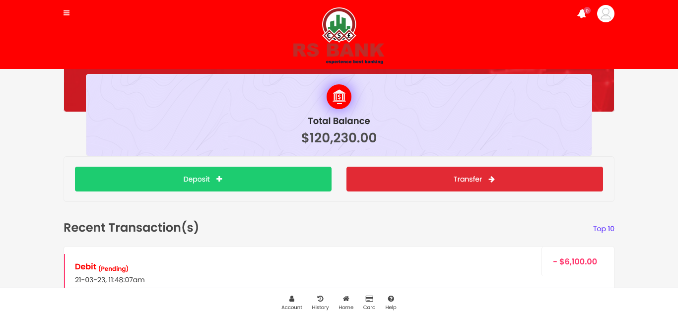 RSbank - Online Banking PHP Script With VAT, IMF, COT and OTP Code Verification PHP script