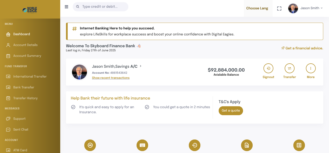 Top Rated Online Banking PHP Script With 5 Steps Transfer Code - SKYFIN PHP script